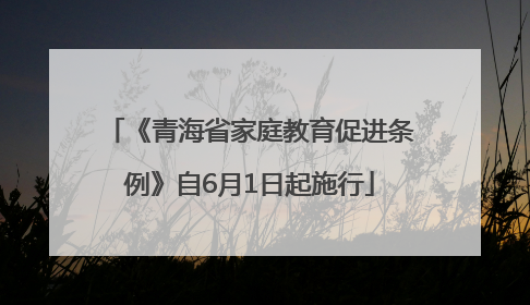 《青海省家庭教育促进条例》自6月1日起施行