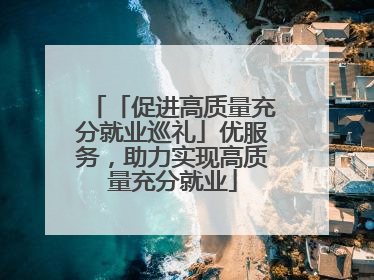 「促进高质量充分就业巡礼」优服务，助力实现高质量充分就业