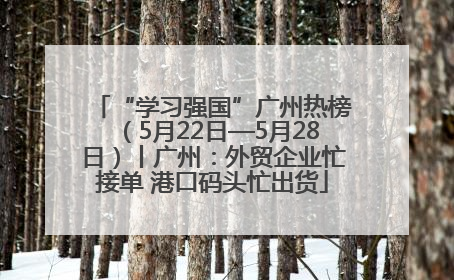 “学习强国”广州热榜（5月22日—5月28日）丨广州：外贸企业忙接单 港口码头忙出货