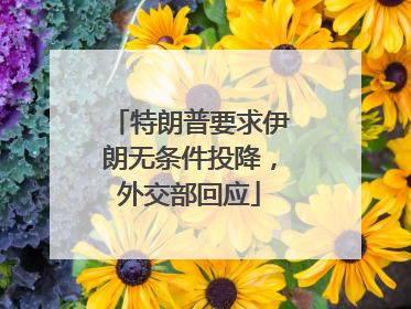 特朗普要求伊朗无条件投降，外交部回应