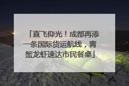 直飞仰光！成都再添一条国际货运航线，青蟹龙虾速达市民餐桌