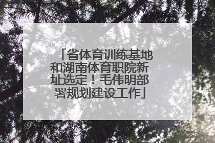 省体育训练基地和湖南体育职院新址选定！毛伟明部署规划建设工作