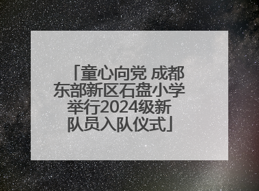 童心向党 成都东部新区石盘小学举行2024级新队员入队仪式
