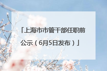 上海市市管干部任职前公示（6月5日发布）