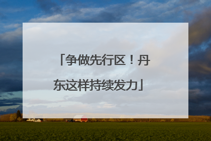 争做先行区！丹东这样持续发力