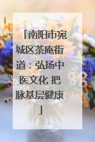 南阳市宛城区茶庵街道：弘扬中医文化 把脉基层健康