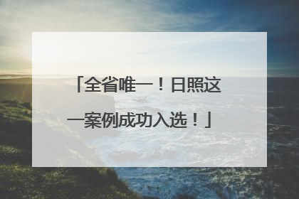 全省唯一！日照这一案例成功入选！