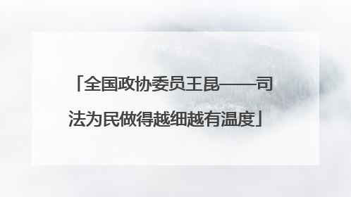 全国政协委员王昆——司法为民做得越细越有温度