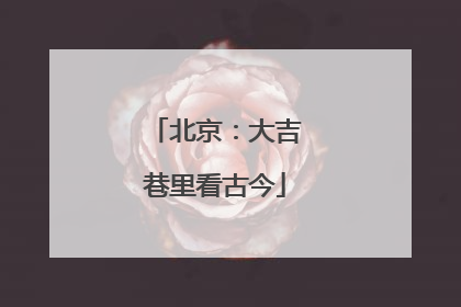 北京：大吉巷里看古今