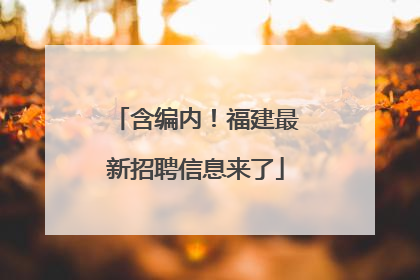 含编内！福建最新招聘信息来了