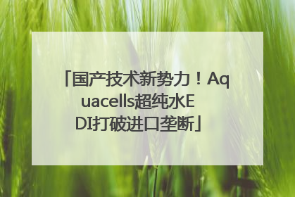 国产技术新势力！Aquacells超纯水EDI打破进口垄断