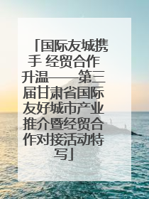 国际友城携手 经贸合作升温——第三届甘肃省国际友好城市产业推介暨经贸合作对接活动特写