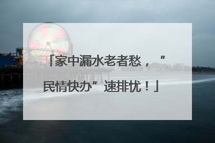 家中漏水老者愁，“民情快办”速排忧！