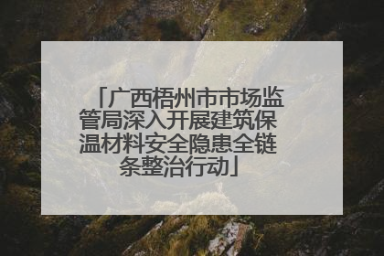 广西梧州市市场监管局深入开展建筑保温材料安全隐患全链条整治行动