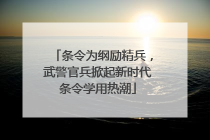 条令为纲励精兵，武警官兵掀起新时代条令学用热潮