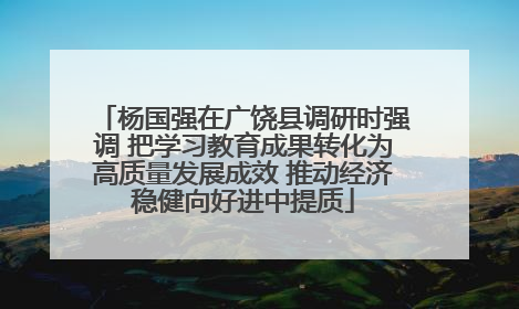 杨国强在广饶县调研时强调 把学习教育成果转化为高质量发展成效 推动经济稳健向好进中提质
