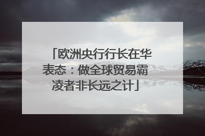 欧洲央行行长在华表态：做全球贸易霸凌者非长远之计