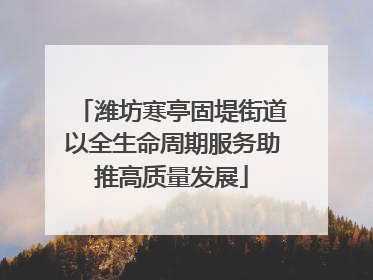 潍坊寒亭固堤街道以全生命周期服务助推高质量发展