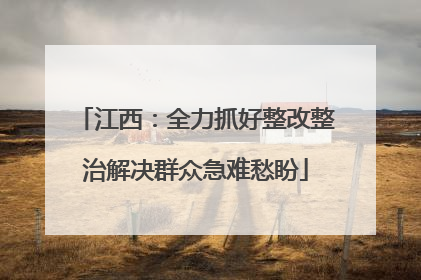 江西：全力抓好整改整治解决群众急难愁盼