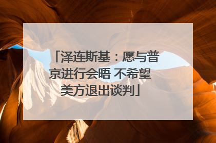 泽连斯基：愿与普京进行会晤 不希望美方退出谈判