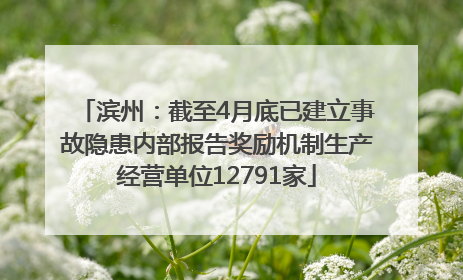 滨州：截至4月底已建立事故隐患内部报告奖励机制生产经营单位12791家