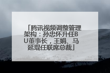 腾讯视频调整管理架构：孙忠怀升任BU董事长，王娟、马延琨任联席总裁