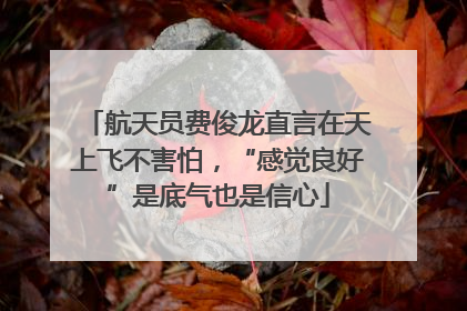 航天员费俊龙直言在天上飞不害怕，“感觉良好”是底气也是信心