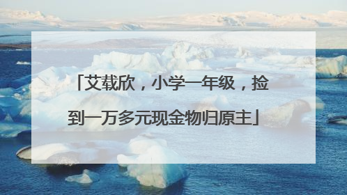 艾载欣，小学一年级，捡到一万多元现金物归原主