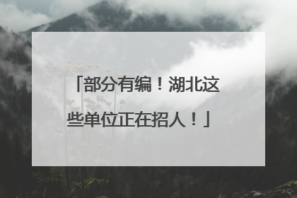 部分有编！湖北这些单位正在招人！