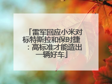 雷军回应小米对标特斯拉和保时捷：高标准才能造出一辆好车