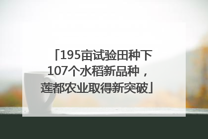 195亩试验田种下107个水稻新品种，莲都农业取得新突破